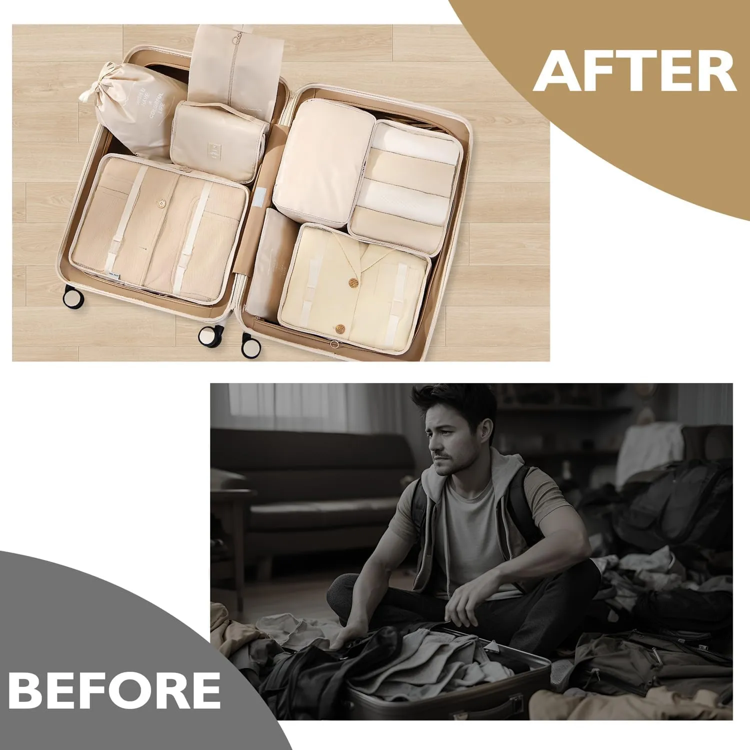 10 Set Packing Cubes, Packing Cubes for Travel Beige Suitcase Organizer with Toiletry Bag Travel Cubes for Packing Mesh Breathable Luggage Organizer Bags Travel Essentials for Women Travel Accessories