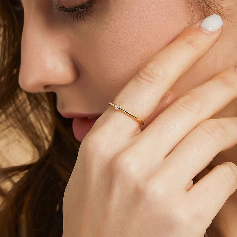 14K Gold Vermeil Elegant Style Stackable Ring