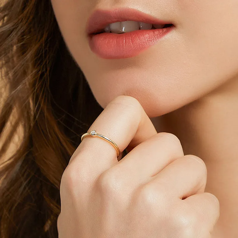 14K Gold Vermeil Elegant Style Stackable Ring