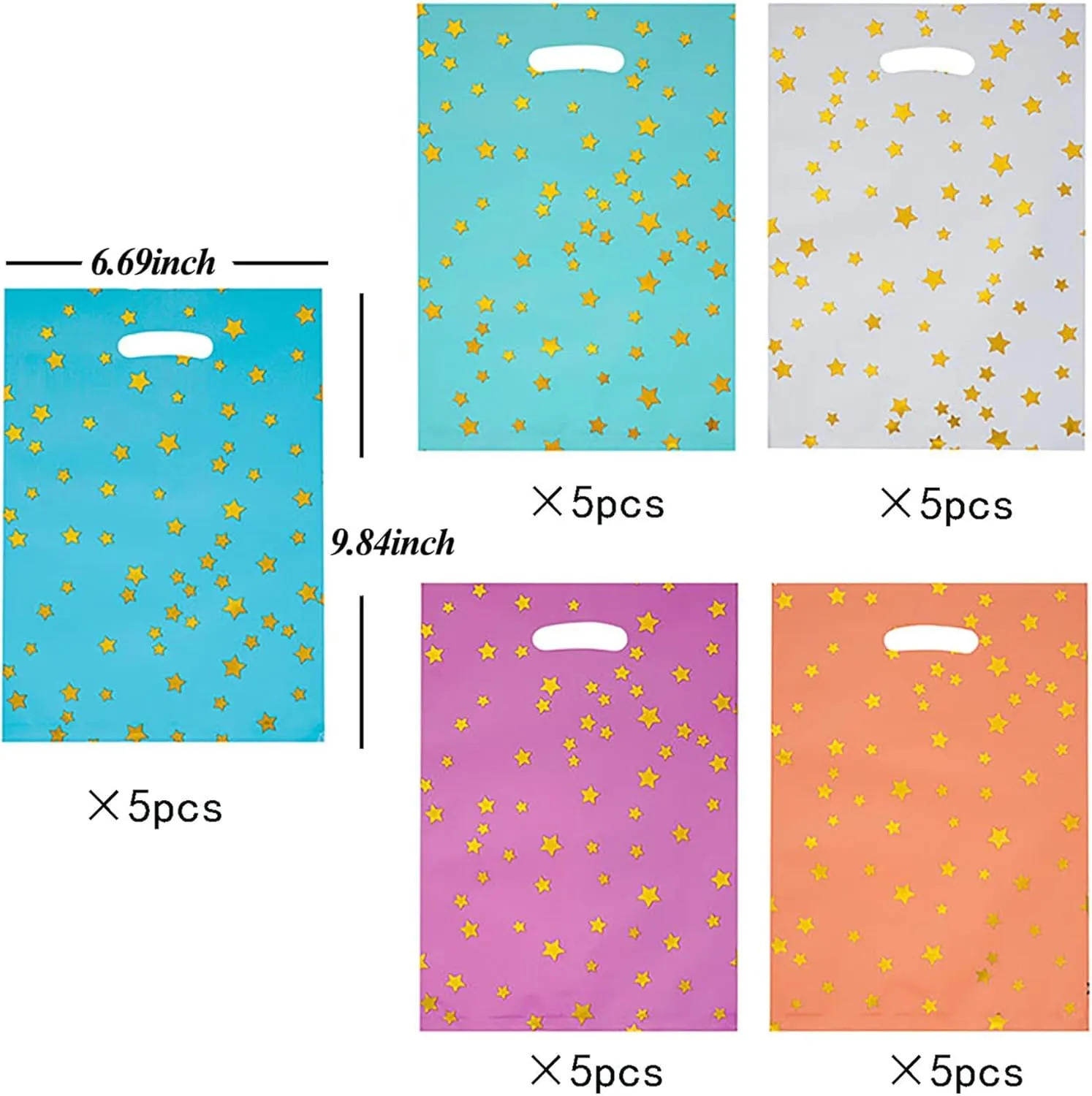 25pcs Party Favors Bags,Birthday Goodie Candy Bags,Goodie Bags for Kids Birthday Party,Loot Bags for Kids Birthday Party with Star Pattern,5 Colors