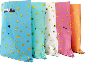 25pcs Party Favors Bags,Birthday Goodie Candy Bags,Goodie Bags for Kids Birthday Party,Loot Bags for Kids Birthday Party with Star Pattern,5 Colors