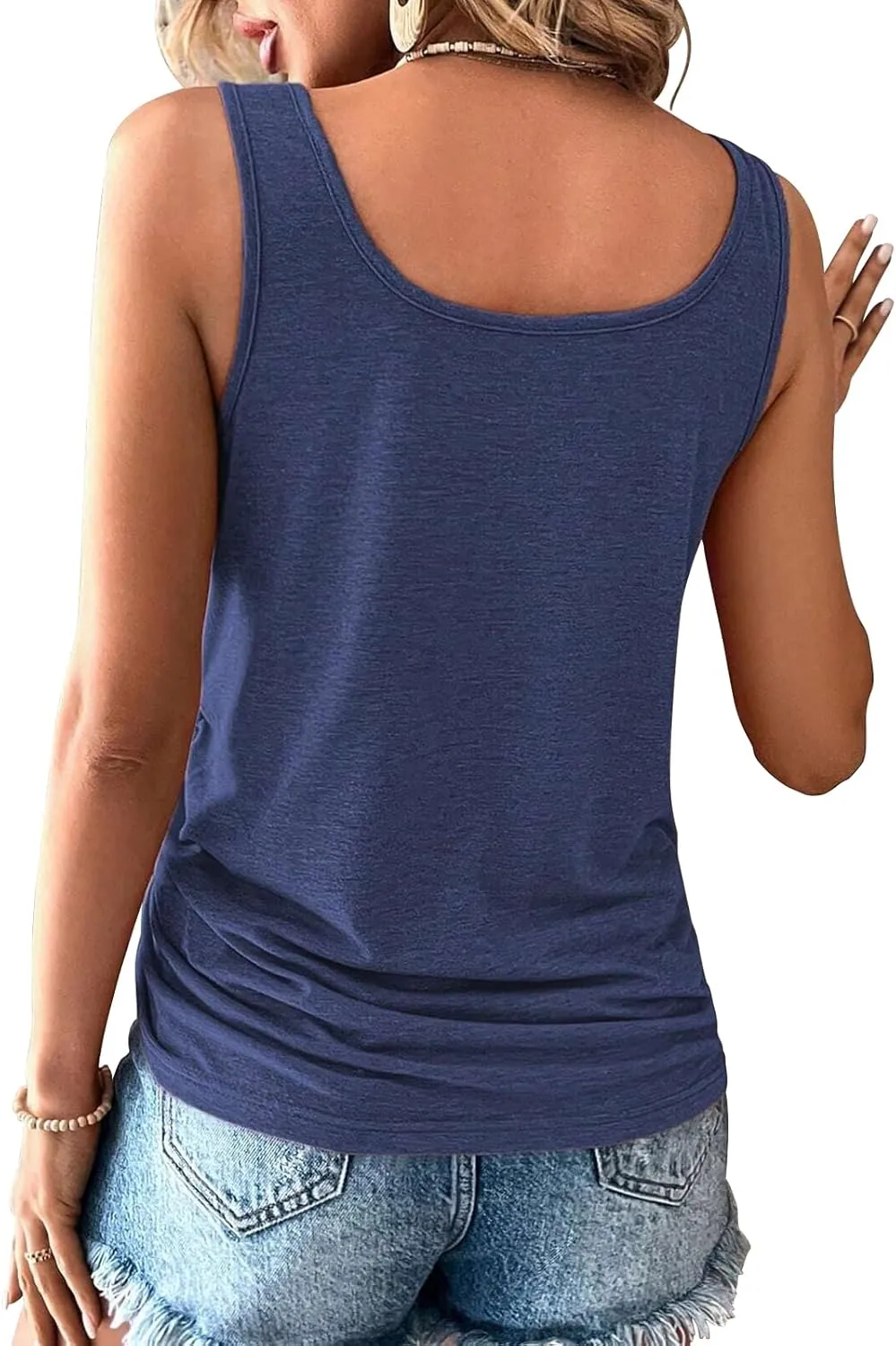 3 Pack Women Tank Tops U Neck Summer Casual Sleeveless Loose Button Casual Henley Shirts
