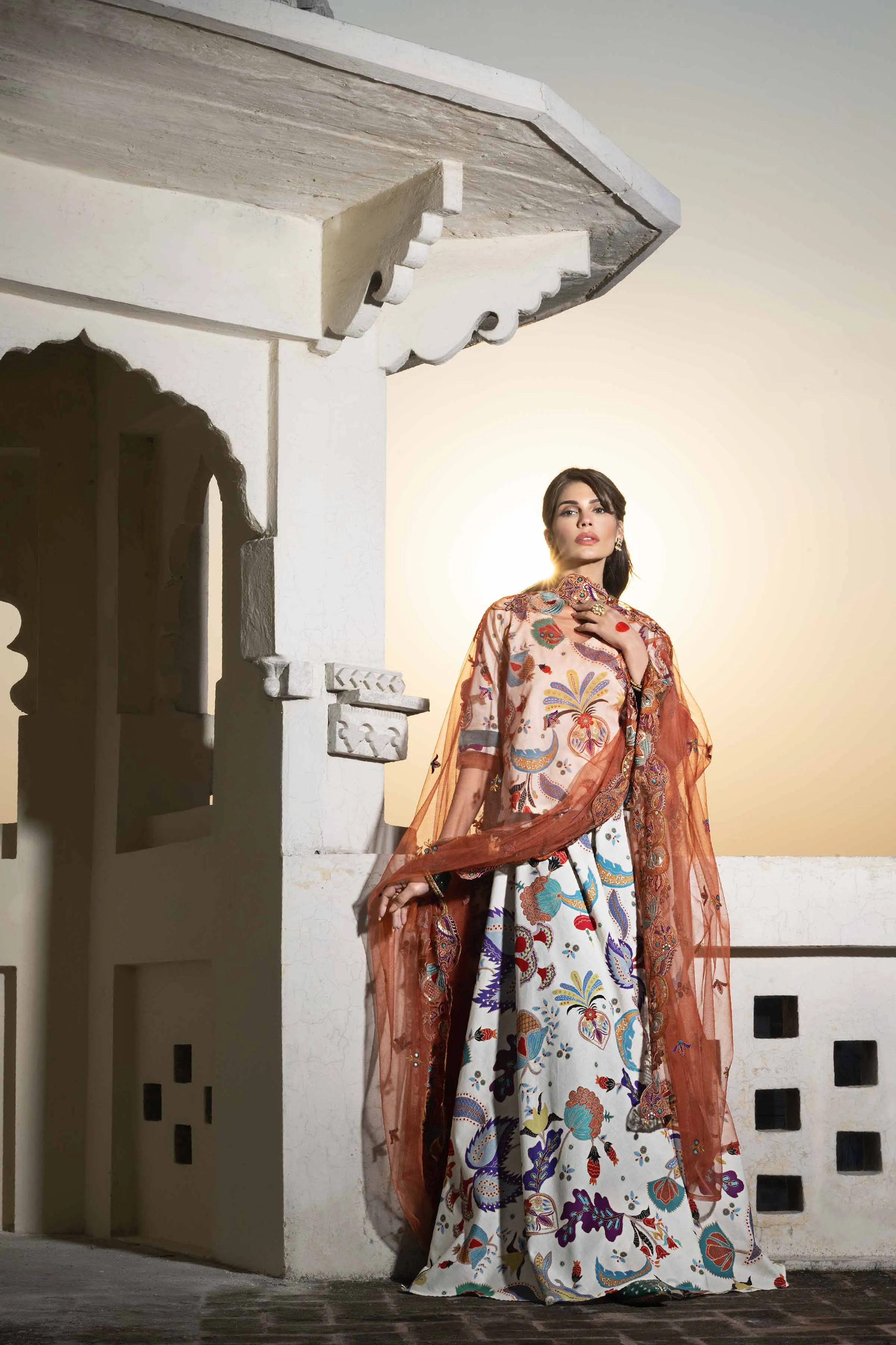 3 Piece - Printed Embroidered Suit - KFE24-94