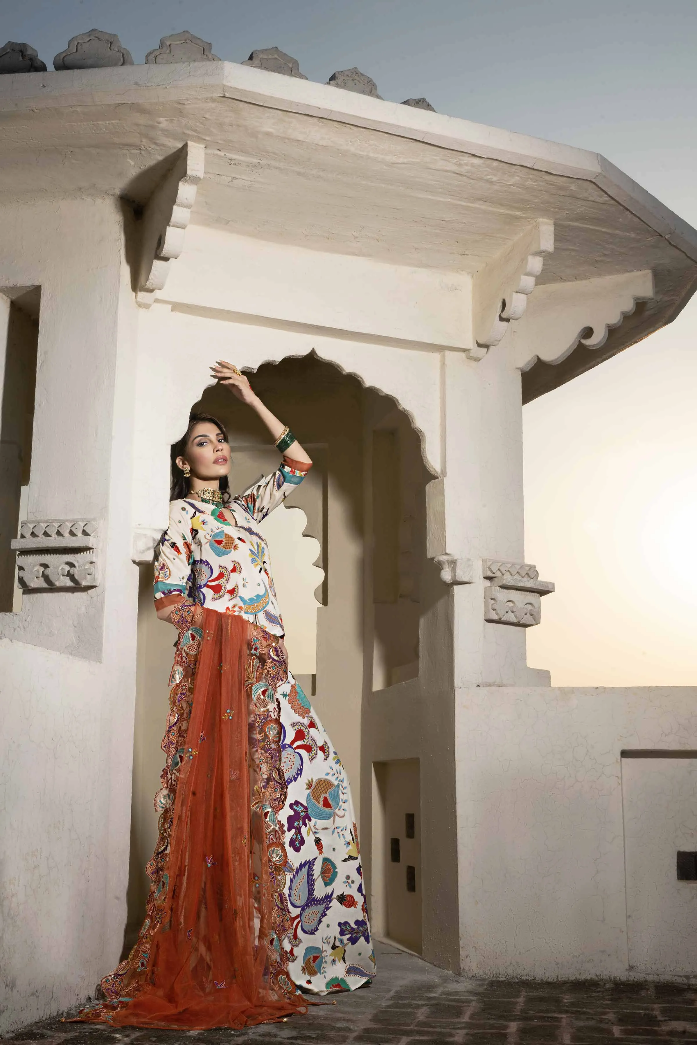 3 Piece - Printed Embroidered Suit - KFE24-94