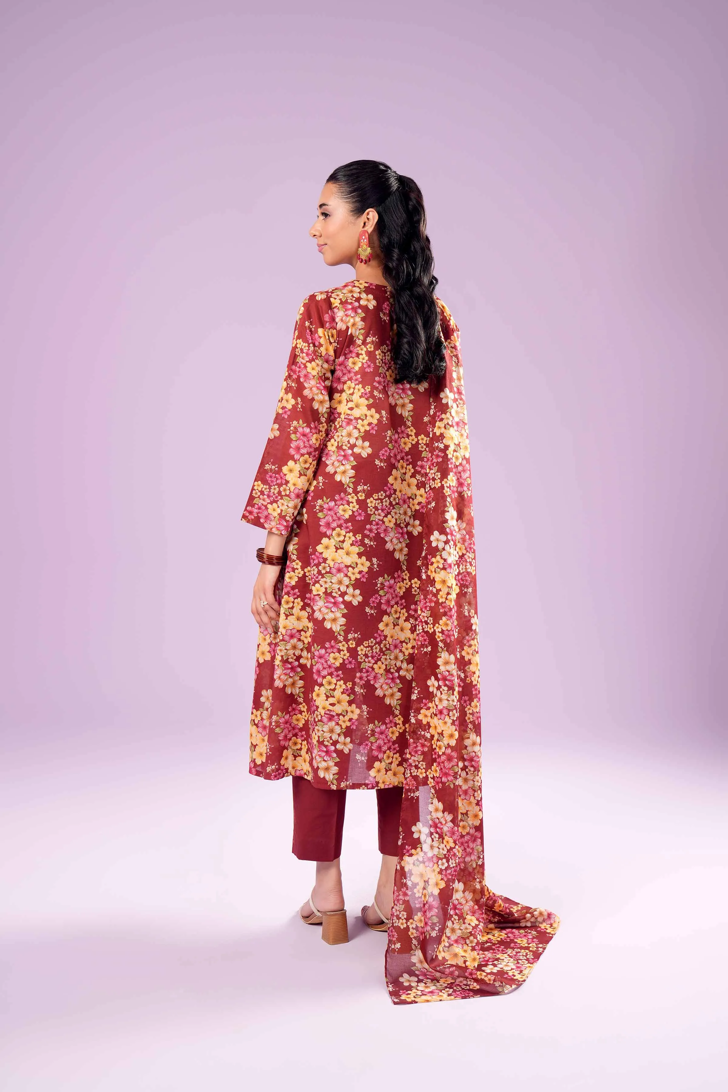 3 Piece - Printed Embroidered Suit - PE24-381
