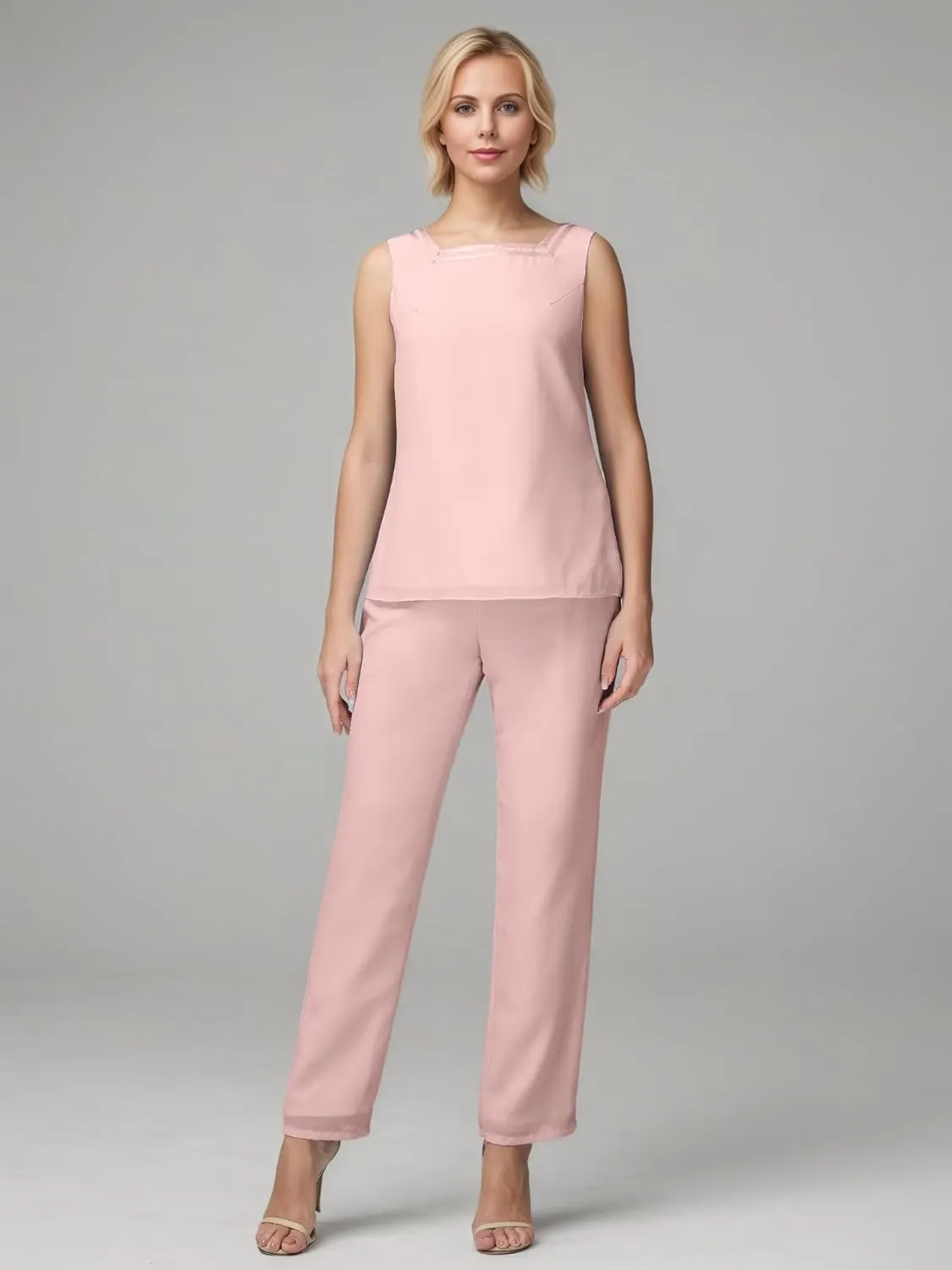3 Pieces Long Sleeves Mother of The Bride Pants Suits with Jacket Chiffon Formal Evening Dress