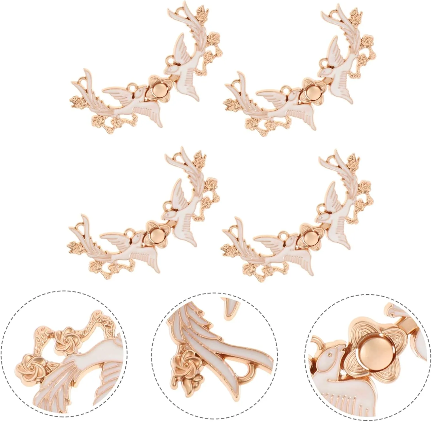 4 Pairs Phoenix buckle Chinese dress Buckles sweater guard clips Sew On Hooks Eyes Buttons womans
