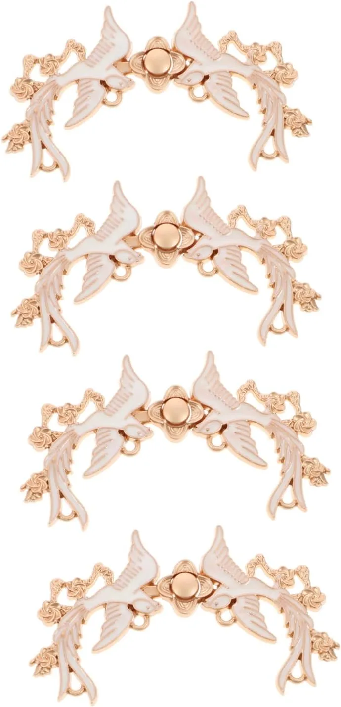 4 Pairs Phoenix buckle Chinese dress Buckles sweater guard clips Sew On Hooks Eyes Buttons womans