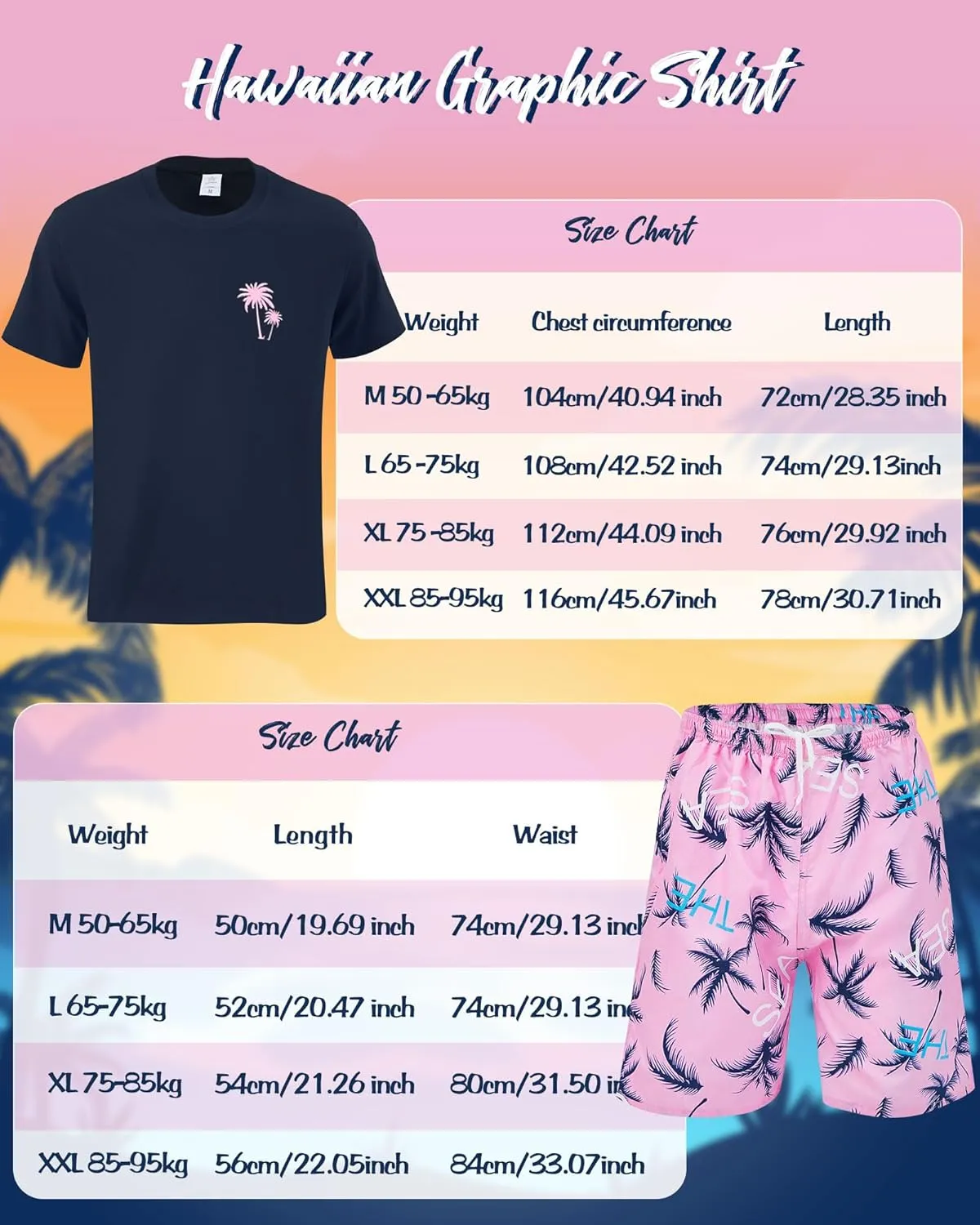 4 Pcs Men's Hawaiian Outfit Shirt and Short Set Summer Coconut Tree Tracksuit Drawstring Short Bucket Hat Sunglasses