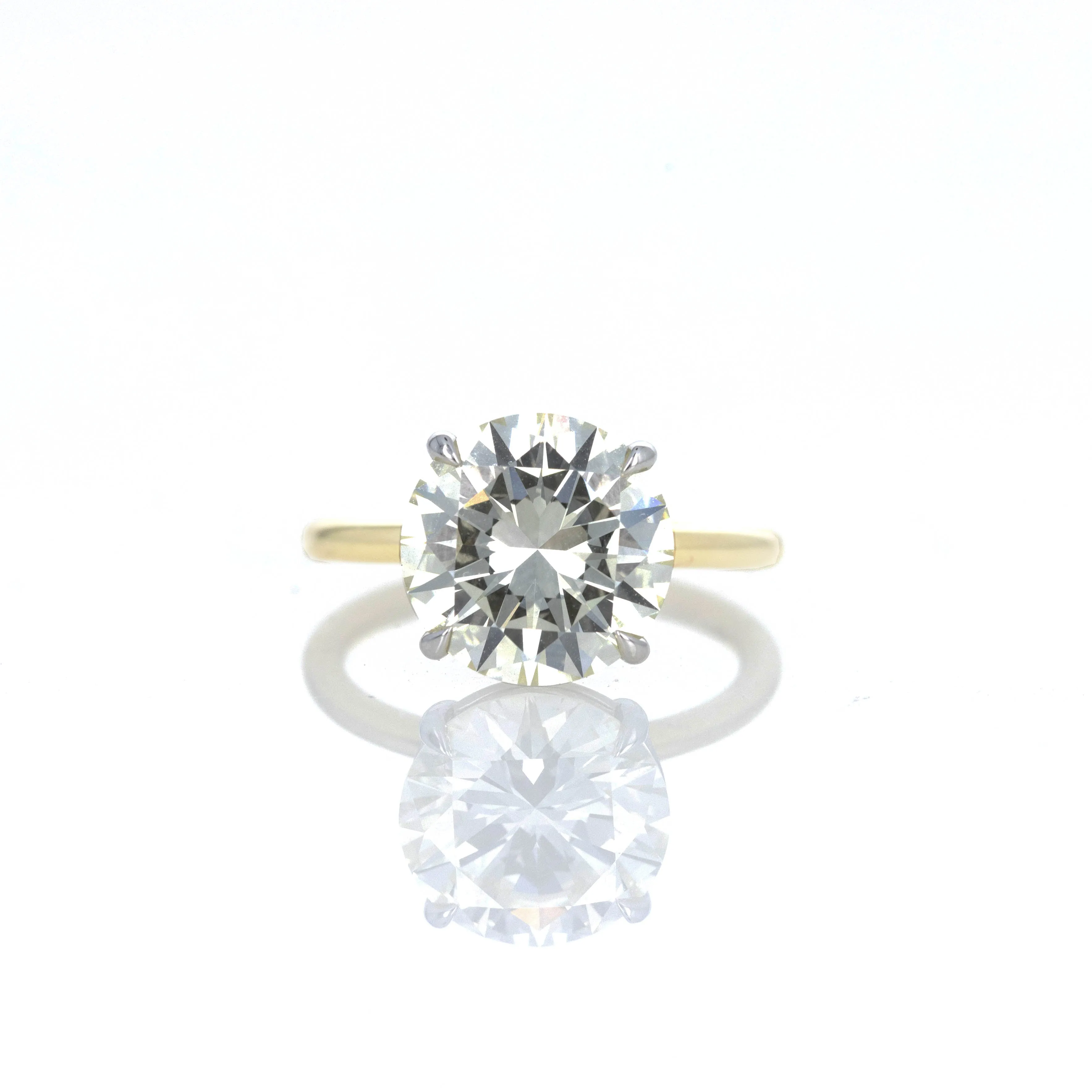 5 Carat Round Brilliant Diamond Engagement in 18K Yellow Gold Platinum GIA Certified