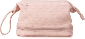 Abiudeng Travel Toiletry Bag for Women,Travel Size Toiletries Organizer for Accessories,Water-resistant Makeup Cosmetic Bag for Portable,Shampoo,Brushes Set,Toiletries pink
