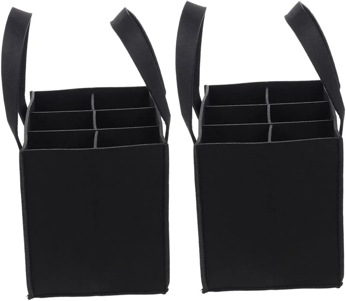 ABOOFAN 2pcs Wine Bottle Wrapping present Bag Portable Felt Holder Pouch with Handle Multi Grid Wine Packing Bags for and Storage