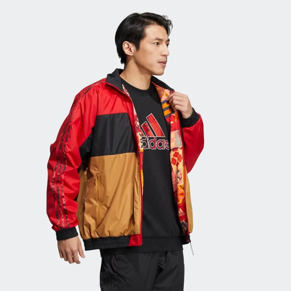 Adidas Men's Chinese New Year Reversible Woven Jacket, Scarlet