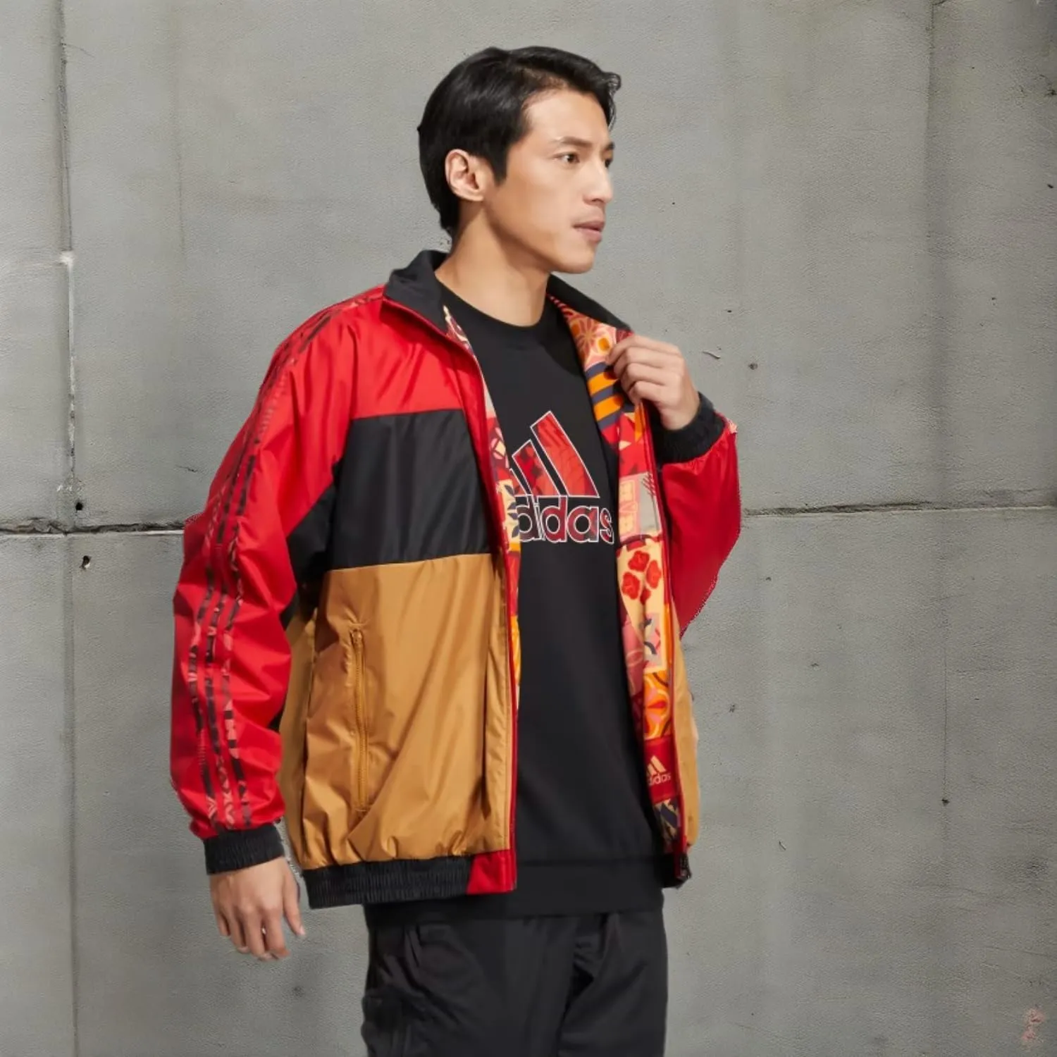 Adidas Men's Chinese New Year Reversible Woven Jacket, Scarlet