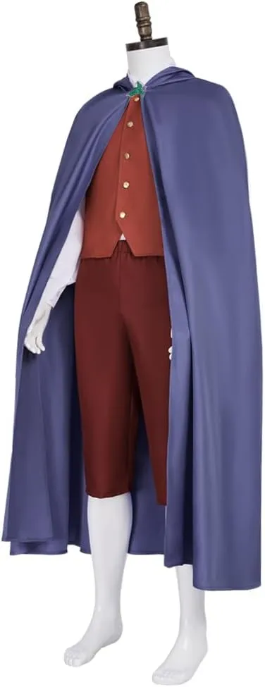 Adult Lord Rings Costume Men Brown Suit with Cloak Medieval Cosplay Full Set