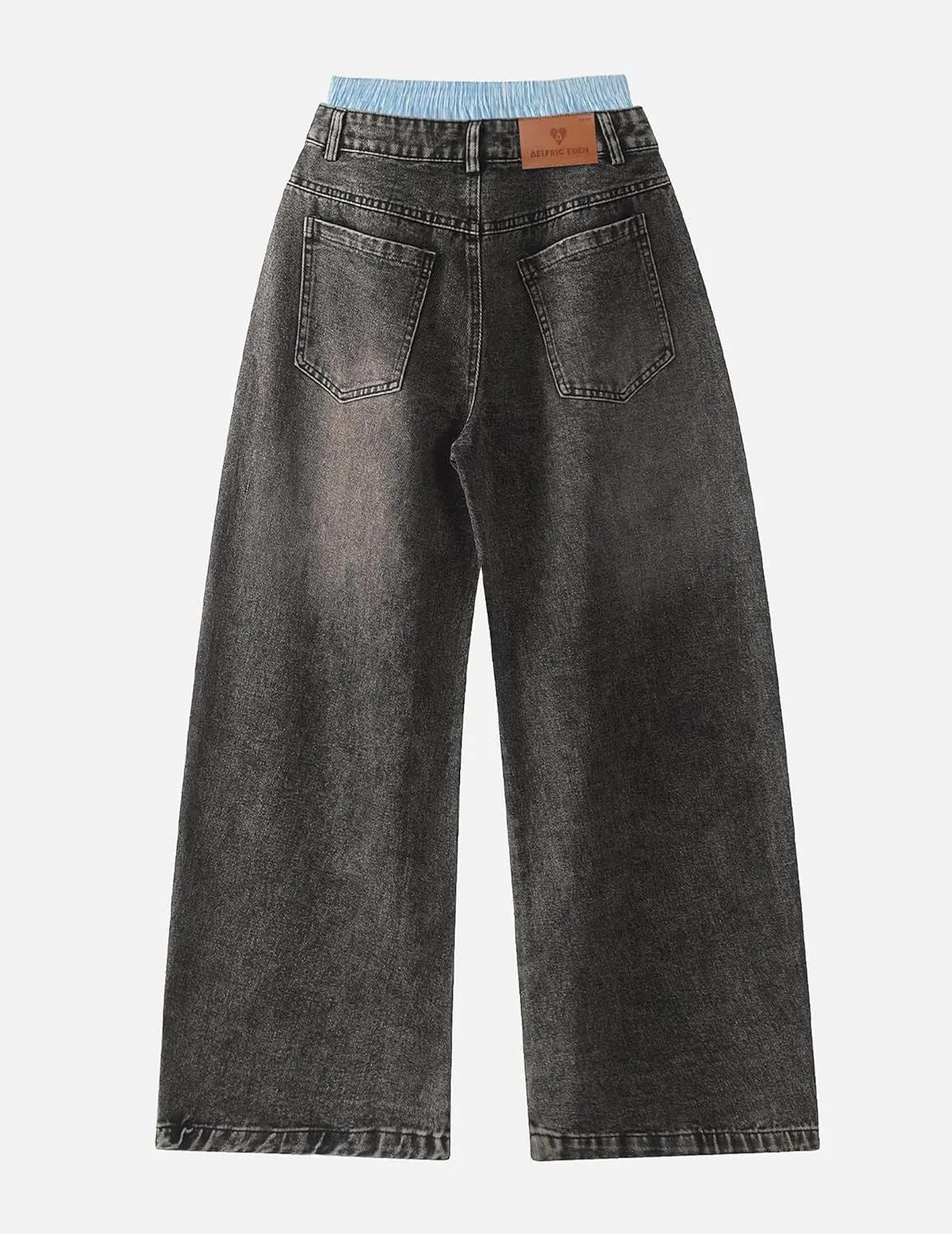 Aelfric Eden Double Waist Loose Sagging Jeans Baggy Denim Pants High Waist Stretchy Straight Wide Leg Jeans