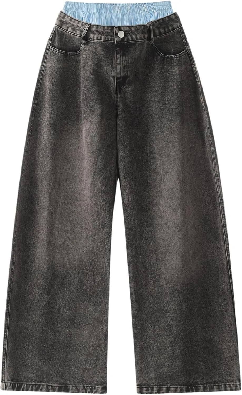 Aelfric Eden Double Waist Loose Sagging Jeans Baggy Denim Pants High Waist Stretchy Straight Wide Leg Jeans