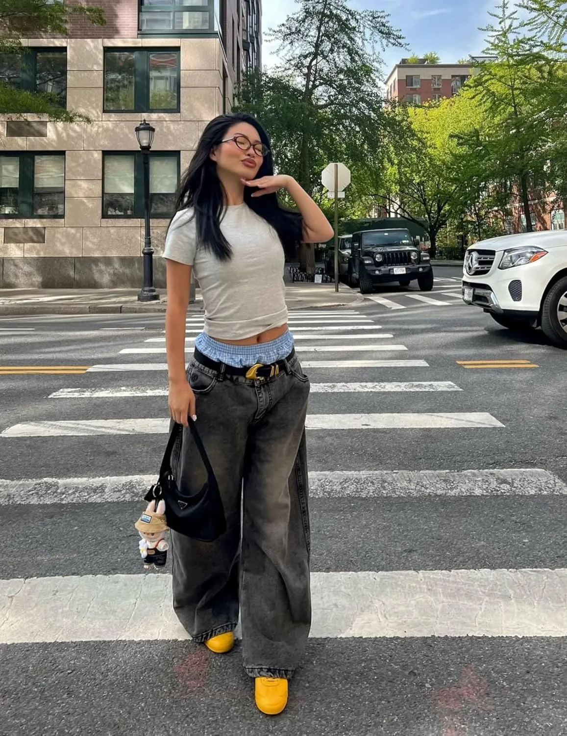 Aelfric Eden Double Waist Loose Sagging Jeans Baggy Denim Pants High Waist Stretchy Straight Wide Leg Jeans