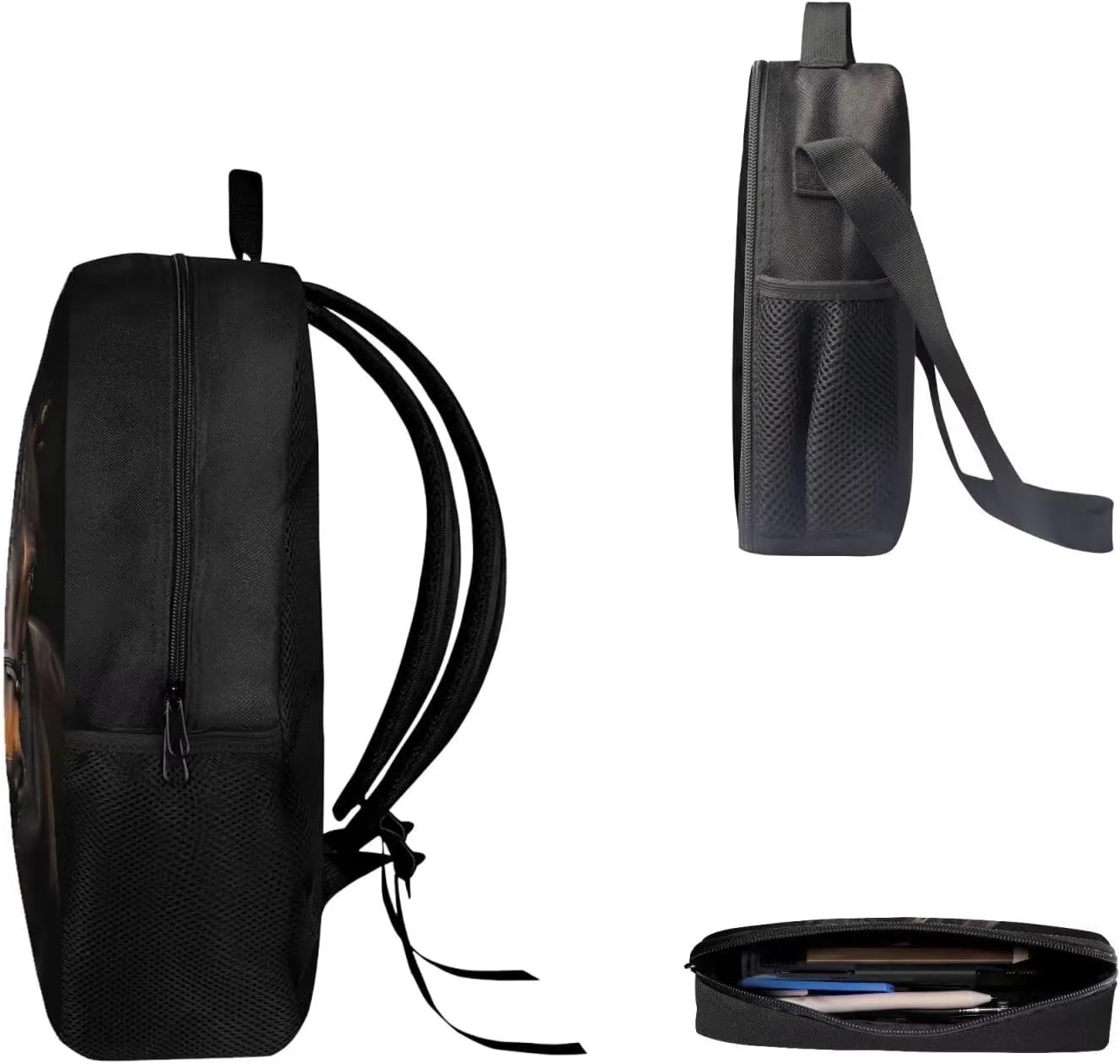 AFPANQZ Kids Backpack 3 Pieces Set Large Capacity School Bags with Heat Insulated Lunch Bags Small Pencil Bags 3 Pack