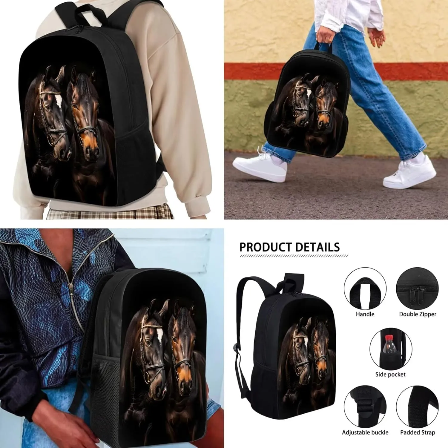 AFPANQZ Kids Backpack 3 Pieces Set Large Capacity School Bags with Heat Insulated Lunch Bags Small Pencil Bags 3 Pack
