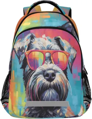 ALAZA Schnauzer Dog with Sunglasses Backpacks Travel Laptop Daypack School Book Bag for Men Women Teens Kids