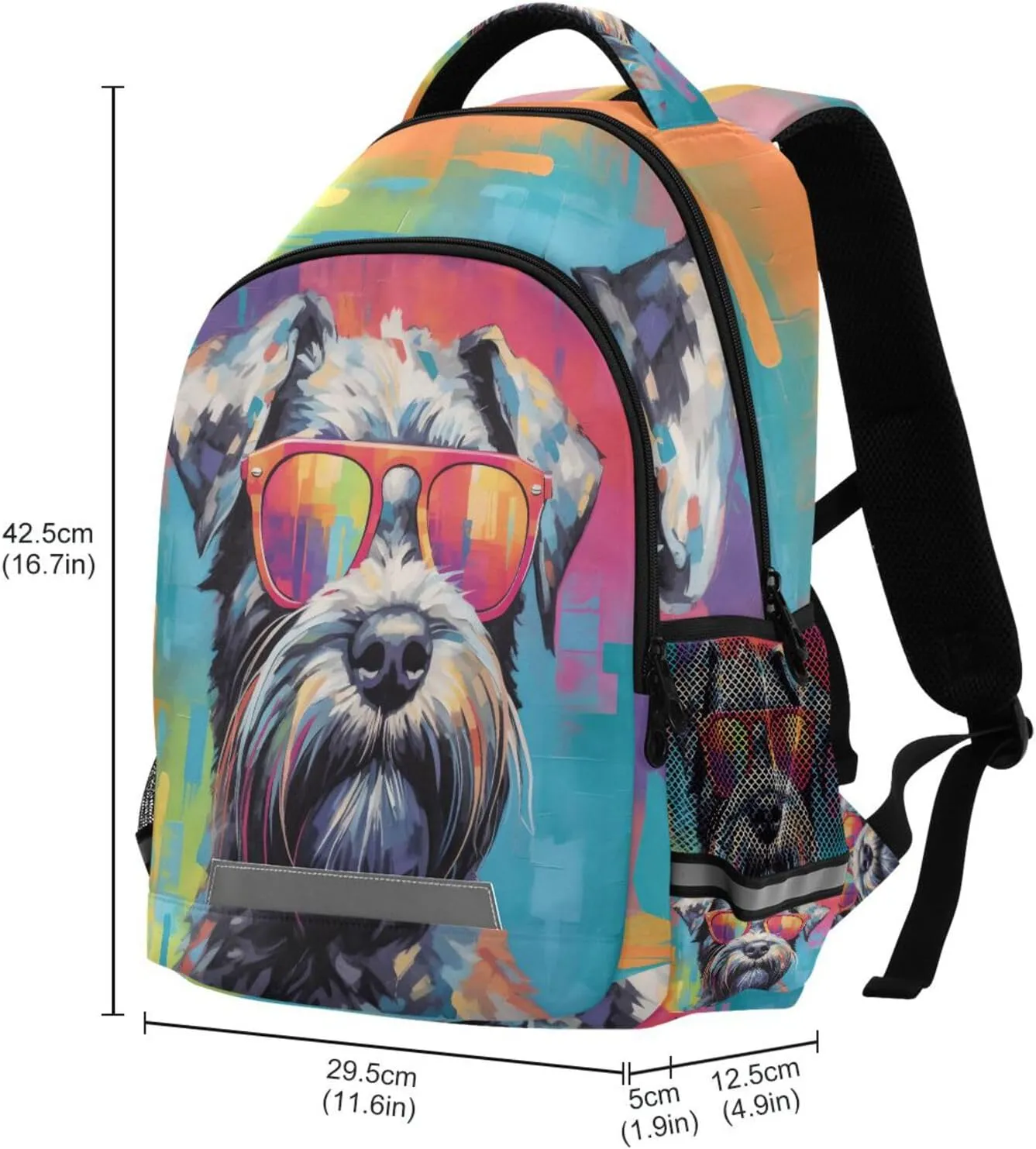 ALAZA Schnauzer Dog with Sunglasses Backpacks Travel Laptop Daypack School Book Bag for Men Women Teens Kids