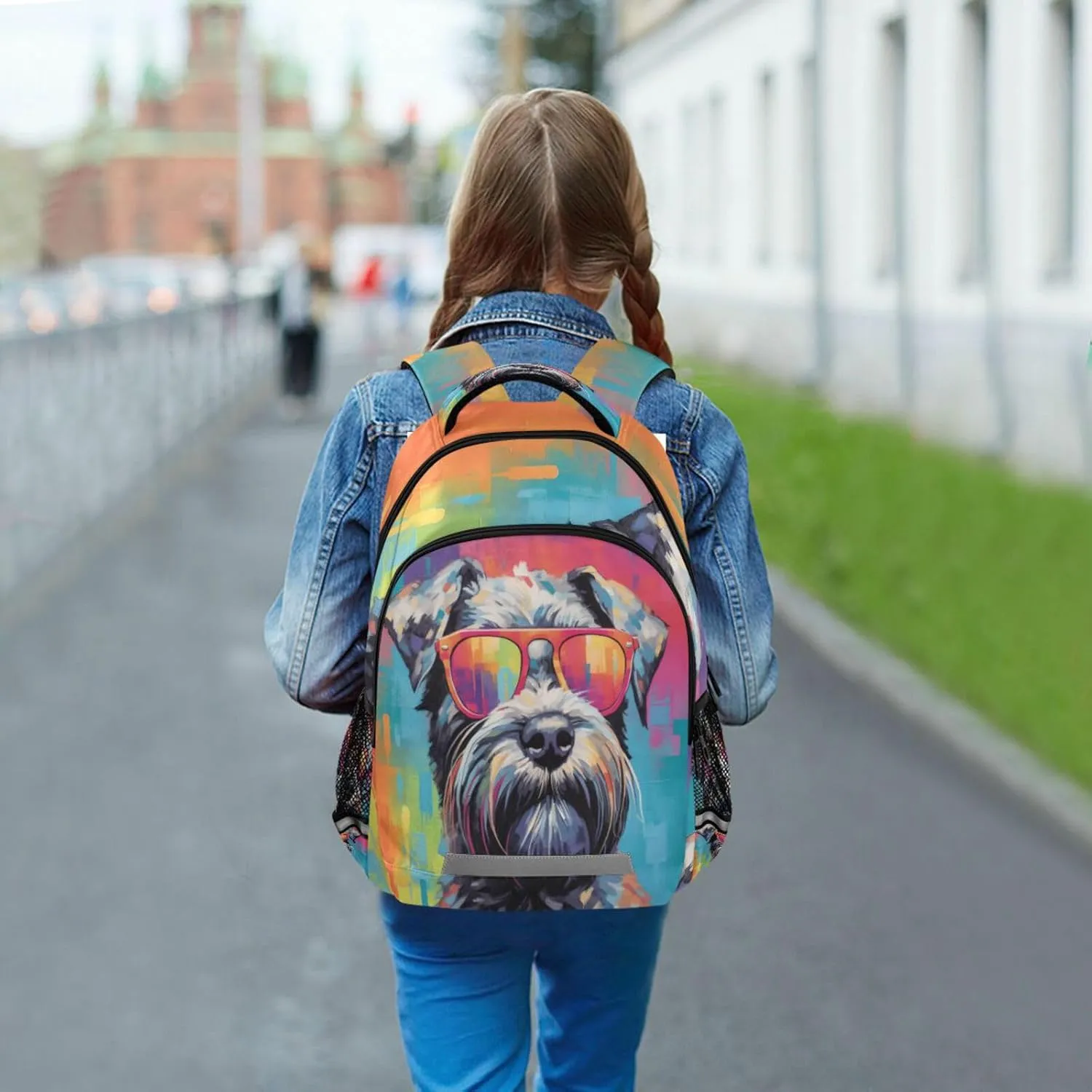 ALAZA Schnauzer Dog with Sunglasses Backpacks Travel Laptop Daypack School Book Bag for Men Women Teens Kids