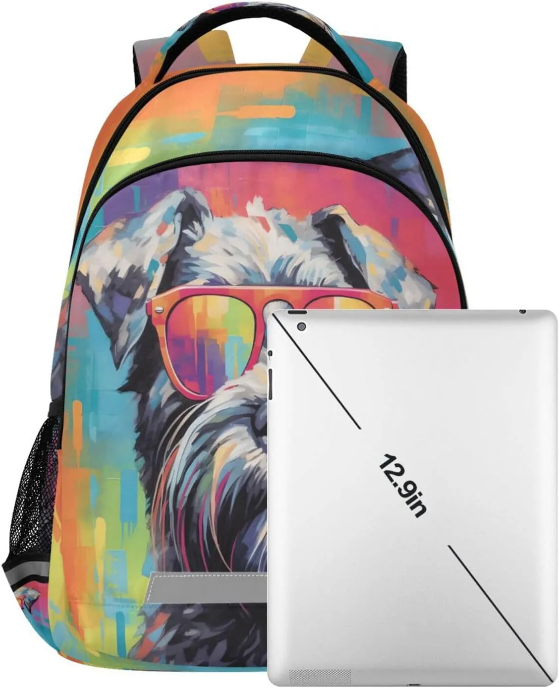 ALAZA Schnauzer Dog with Sunglasses Backpacks Travel Laptop Daypack School Book Bag for Men Women Teens Kids