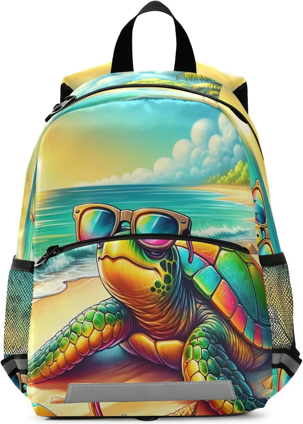 ALAZA Sea Turtle Wearing Sunglasses on Beach Toddler Backpack for Boys Girls Preschool Bag