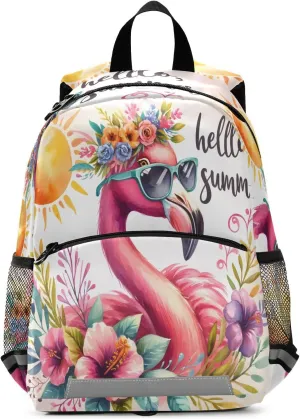 ALAZA Summer Flamingo Wearing Sunglasses Toddler Backpack for Boys Girls Preschool Bag