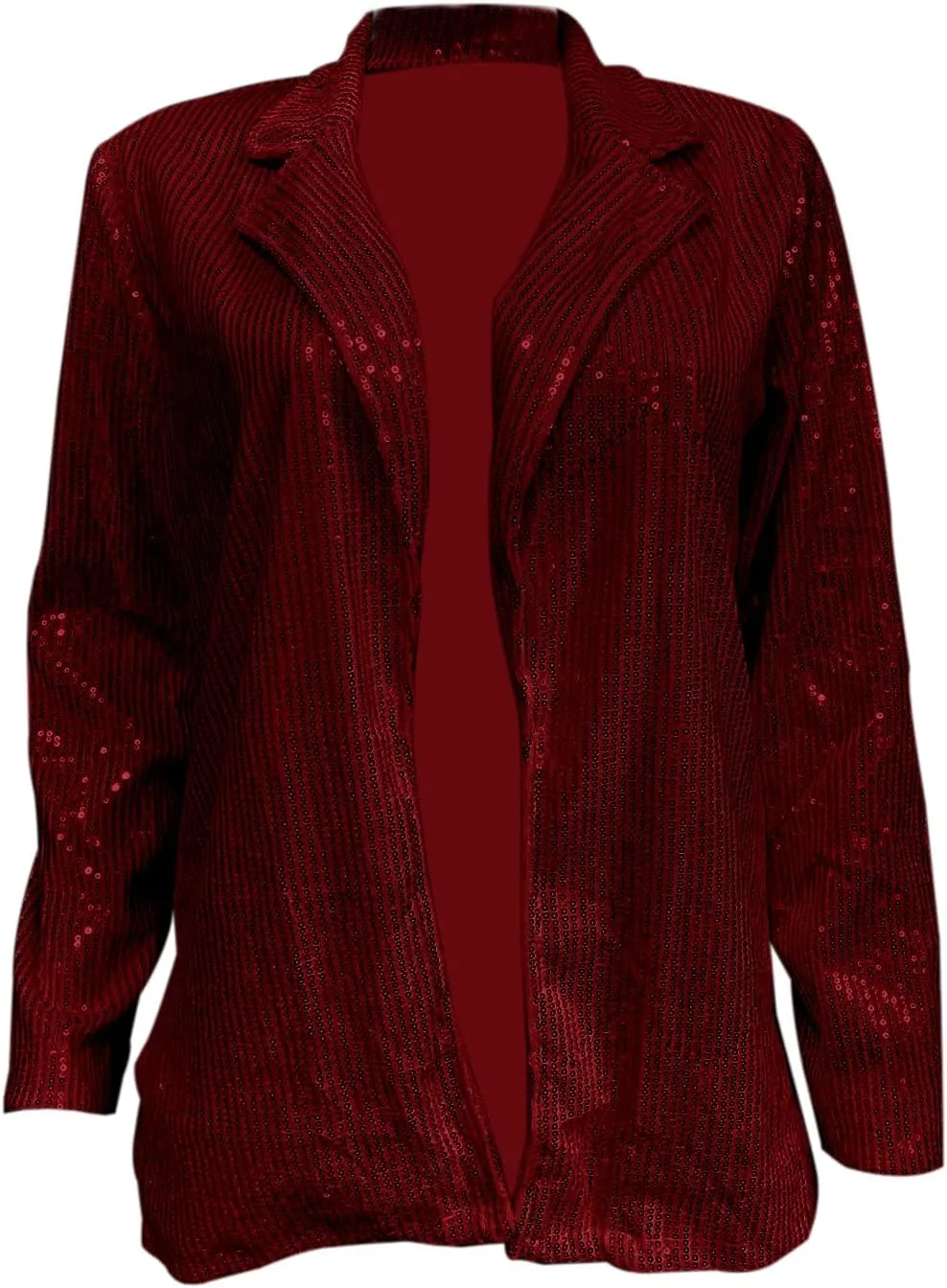 ALLUMK Women Evening Bling Sequin Jacket Open Front Work Blazer Long Sleeve Laple Cardigan Coat