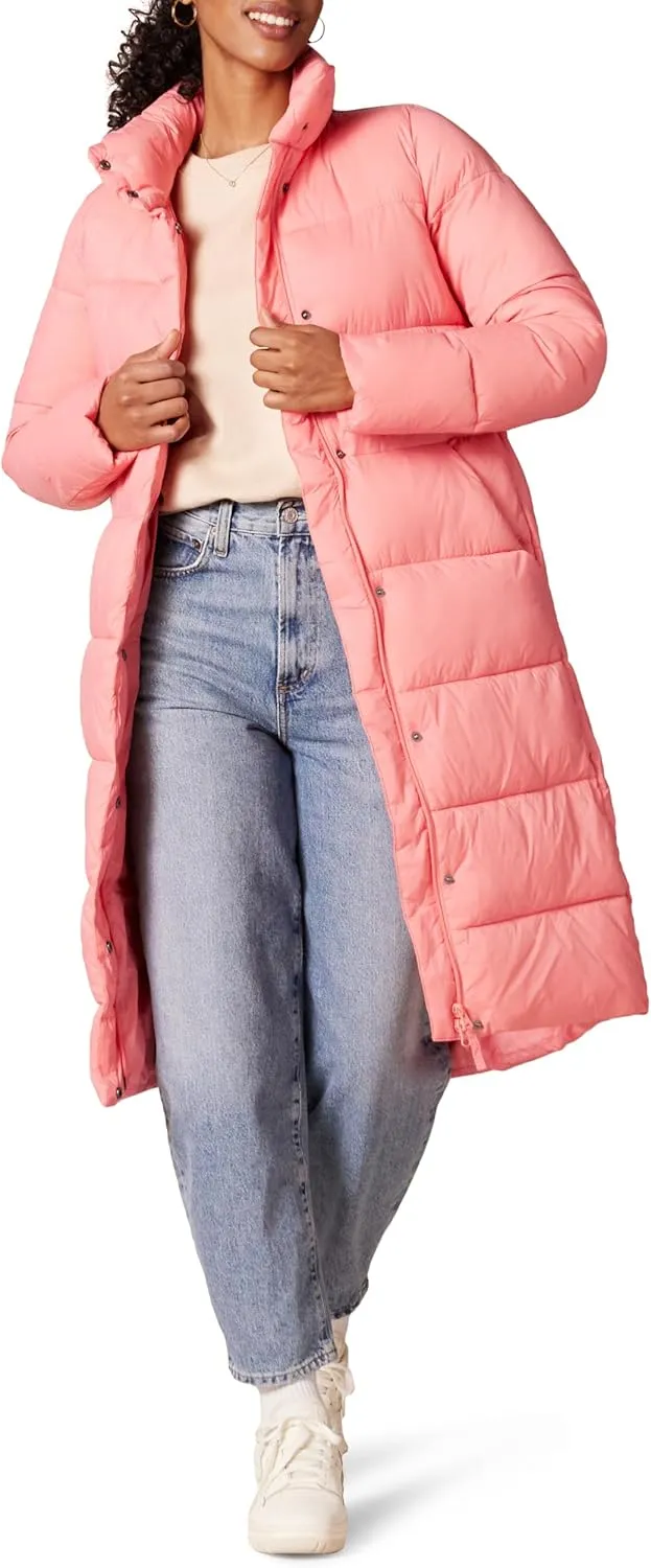Amazon Essentials Women's Lightweight Full-Zip Water-Resistant Long Cocoon Puffer Winter Coat