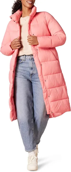 Amazon Essentials Women's Lightweight Full-Zip Water-Resistant Long Cocoon Puffer Winter Coat