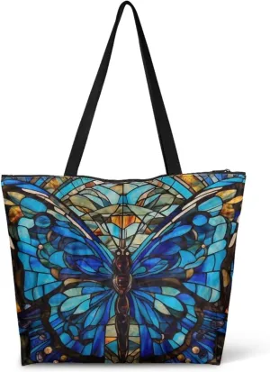 American Flag Eco-Friendly Paper Tote Bag, Ethnic Tribal Reusable Handbag Adorable Dog Animal Tote Bag for Women