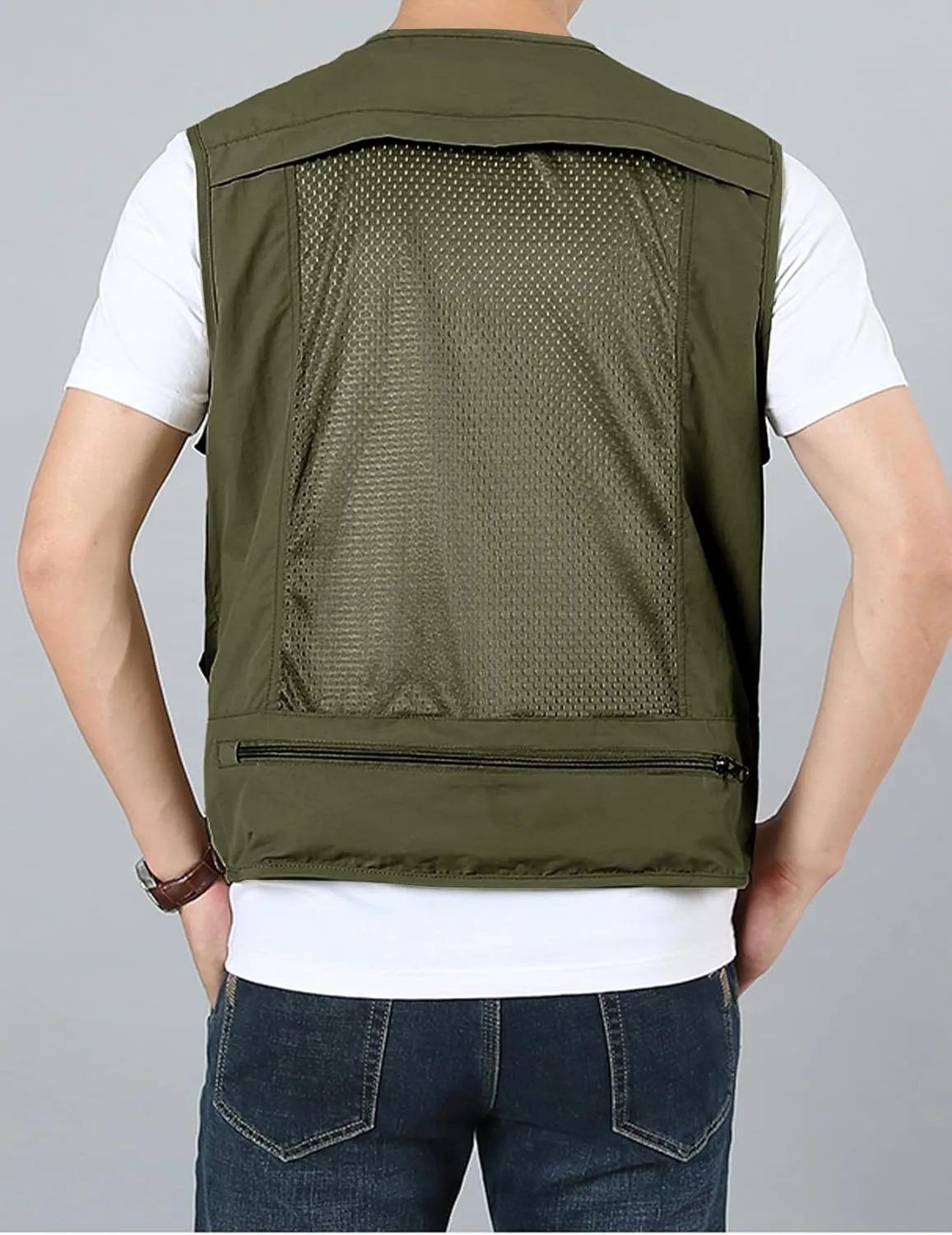 Arssm Men's Fishing Vest Outdoor Cargo Safari Hiking Travel Casual Lightweight Utility Vest With Pockets