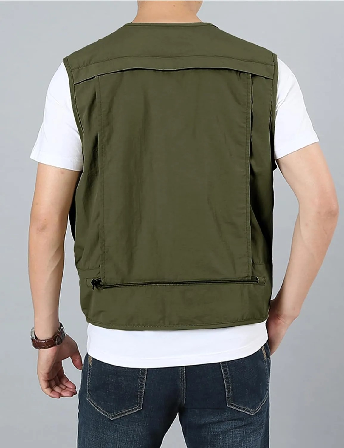 Arssm Men's Fishing Vest Outdoor Cargo Safari Hiking Travel Casual Lightweight Utility Vest With Pockets
