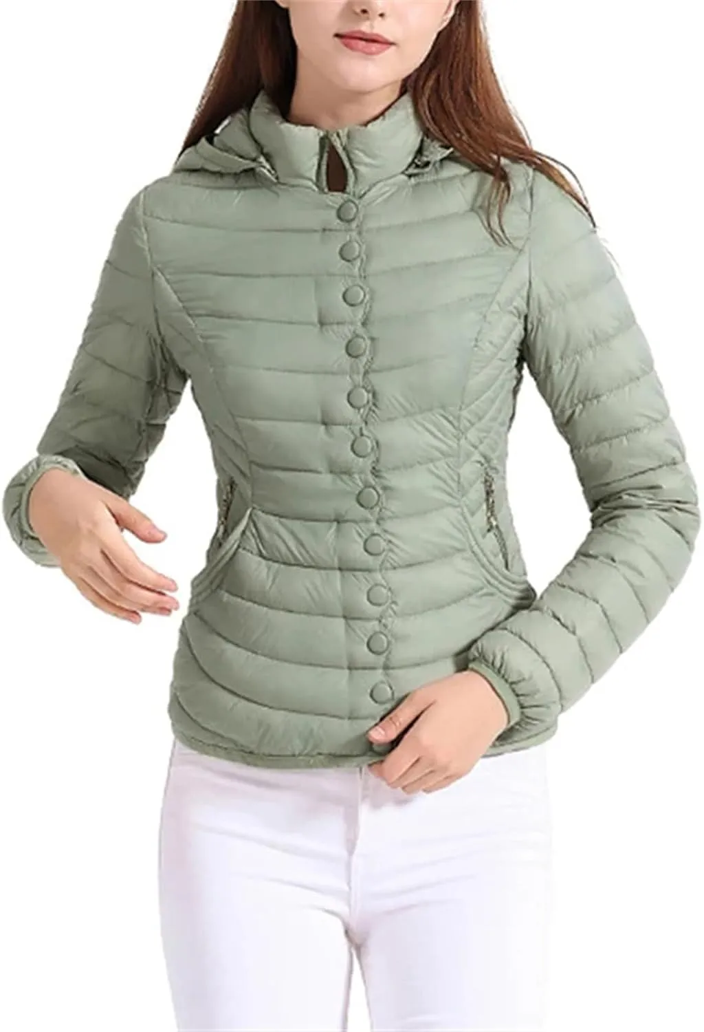 Autumn Winter Women Padded Puffer Jacket Down Coat Female Soild Color Warm Cotton Clothes Lightweight Outwear