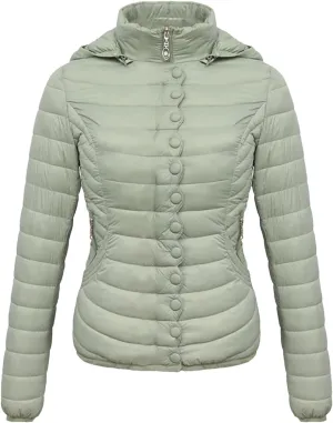 Autumn Winter Women Padded Puffer Jacket Down Coat Female Soild Color Warm Cotton Clothes Lightweight Outwear