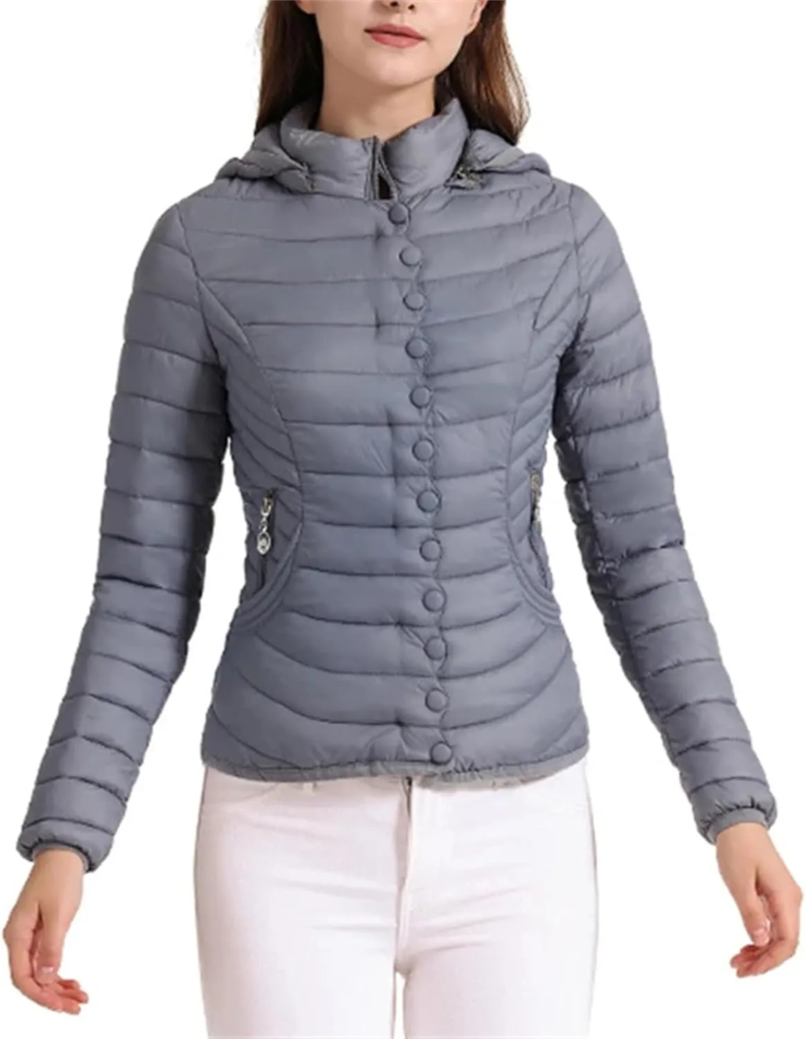Autumn Winter Women Padded Puffer Jacket Down Coat Female Soild Color Warm Cotton Clothes Lightweight Outwear