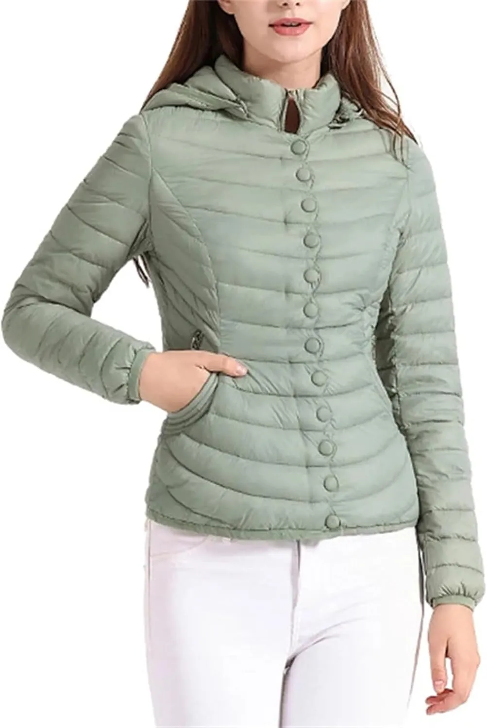 Autumn Winter Women Padded Puffer Jacket Down Coat Female Soild Color Warm Cotton Clothes Lightweight Outwear