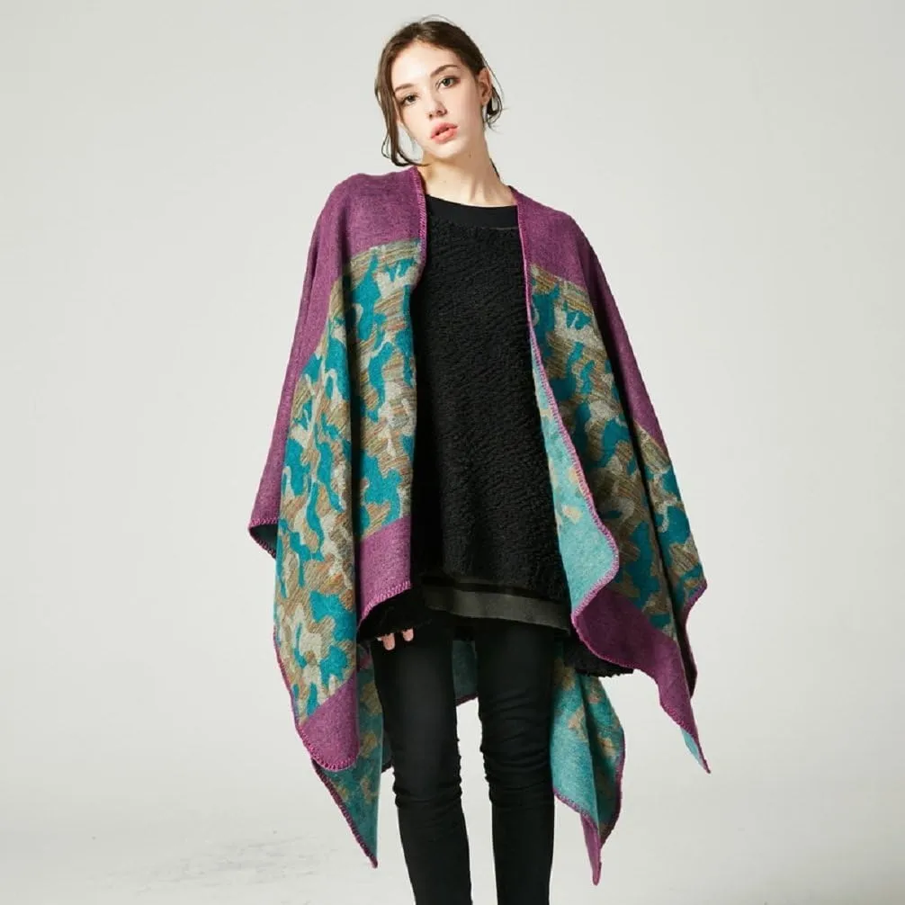 Bakerdani Women's Winter Wrap Blanket Poncho Cape Shawl Cardigans Sweater Coat