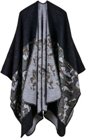 Bakerdani Women's Winter Wrap Blanket Poncho Cape Shawl Cardigans Sweater Coat