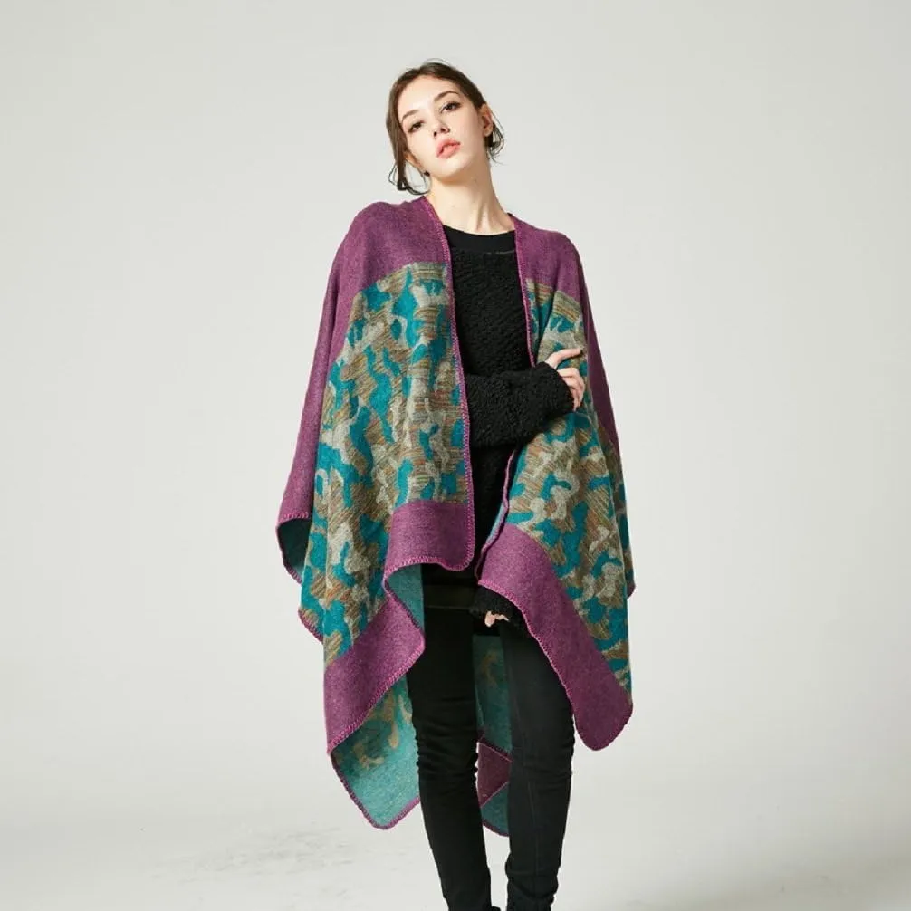 Bakerdani Women's Winter Wrap Blanket Poncho Cape Shawl Cardigans Sweater Coat