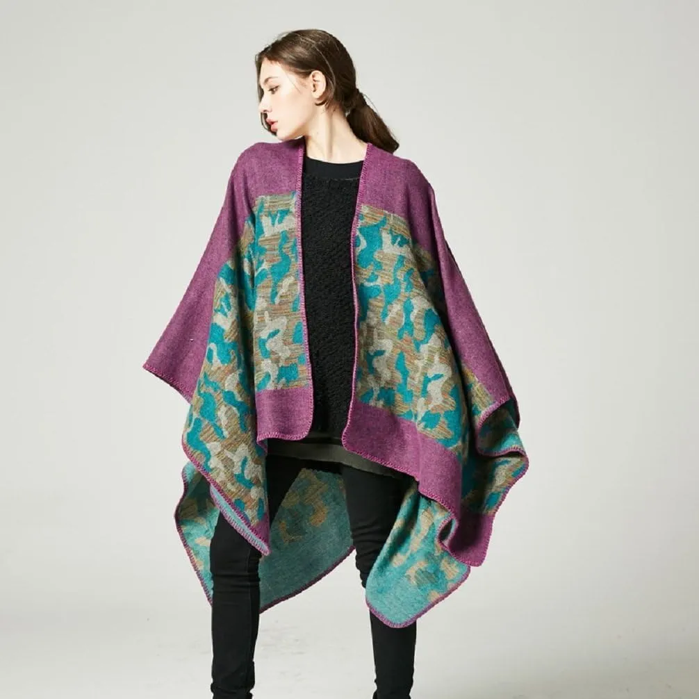 Bakerdani Women's Winter Wrap Blanket Poncho Cape Shawl Cardigans Sweater Coat