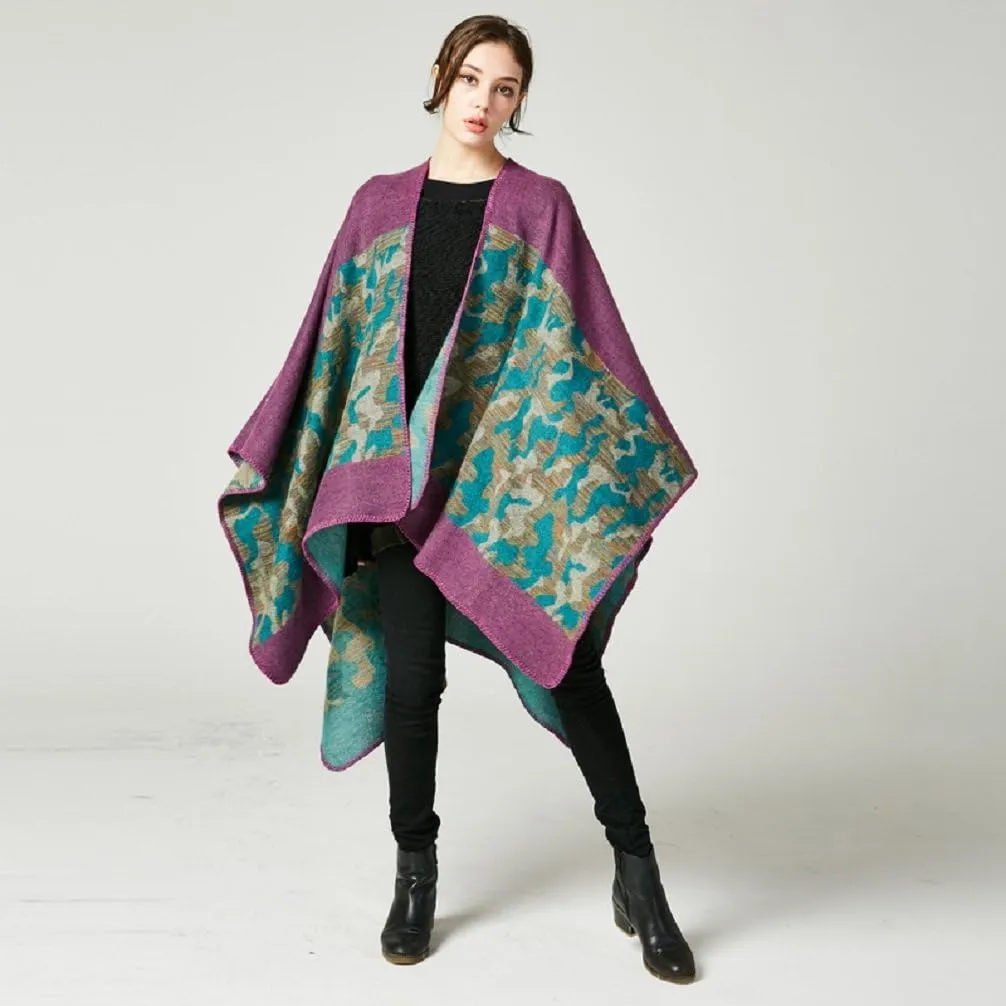 Bakerdani Women's Winter Wrap Blanket Poncho Cape Shawl Cardigans Sweater Coat
