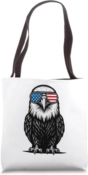 Bald Eagle With US Flag Sunglasses 4th of July Patriotic Tote Bag