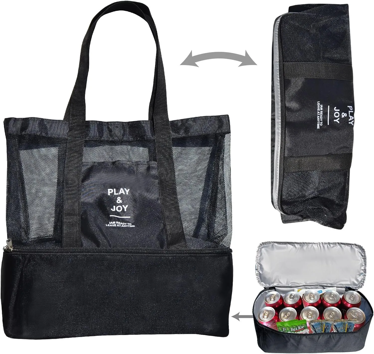 BenefitUSA Outdoor Sport Tote Bag Mesh Beach Bag Layered Cooler Heat Insulated Picnic Bags
