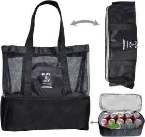 BenefitUSA Outdoor Sport Tote Bag Mesh Beach Bag Layered Cooler Heat Insulated Picnic Bags