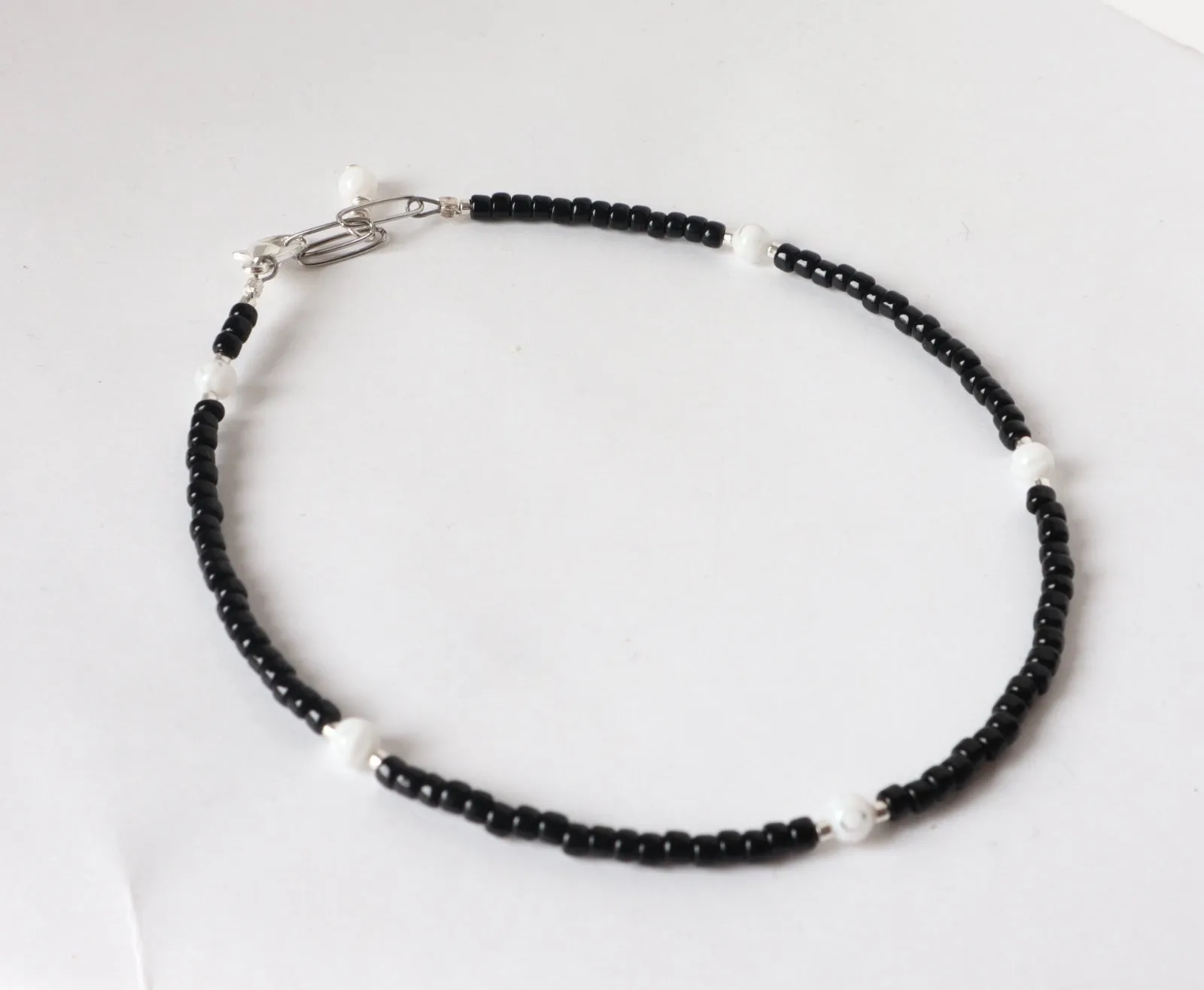 Black and White Millefiori Anklet