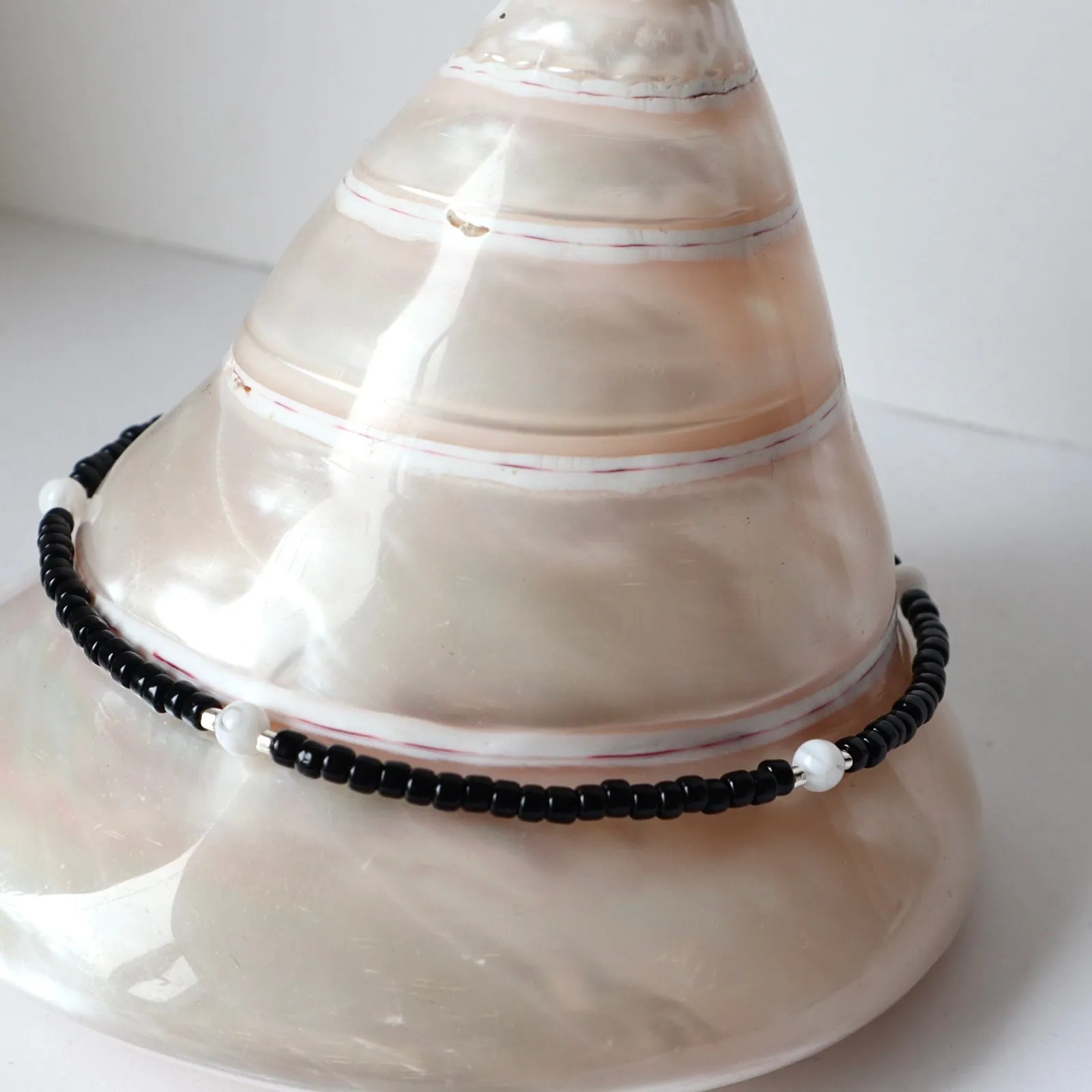 Black and White Millefiori Anklet